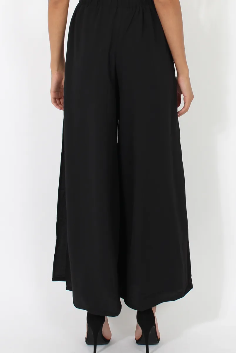 Black Side Split Culottes - Aubrey