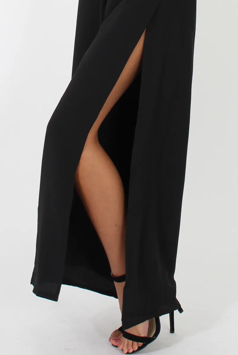 Black Side Split Culottes - Aubrey