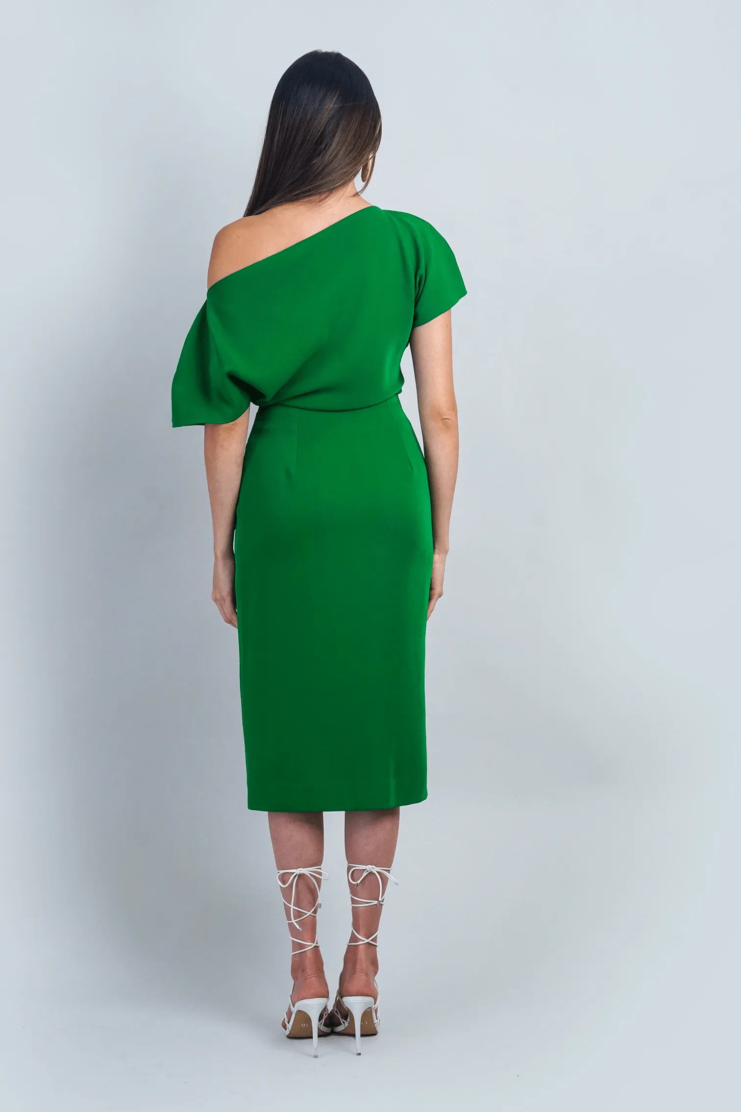 Green Misha Wrapped Midi Skirt