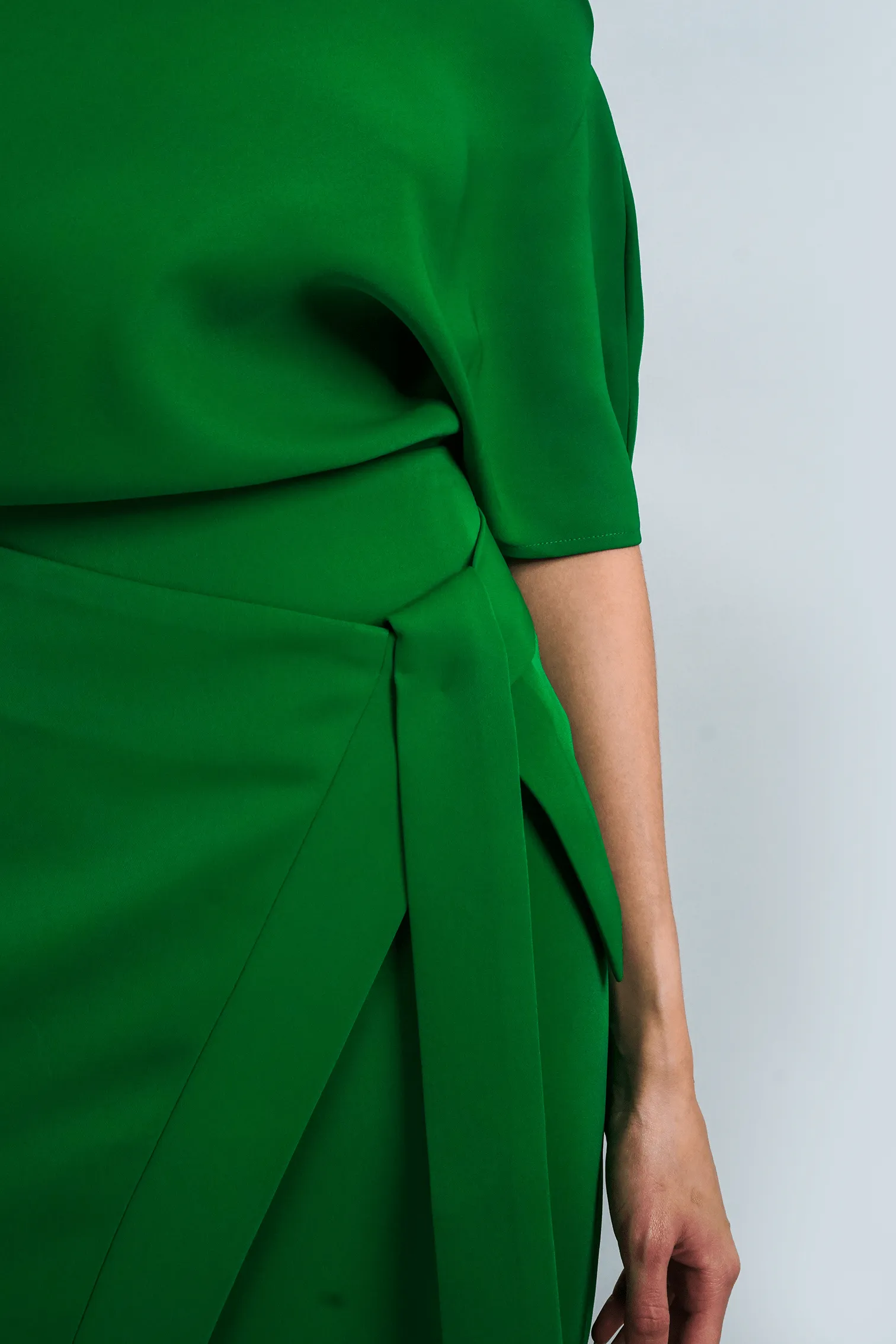 Green Misha Wrapped Midi Skirt