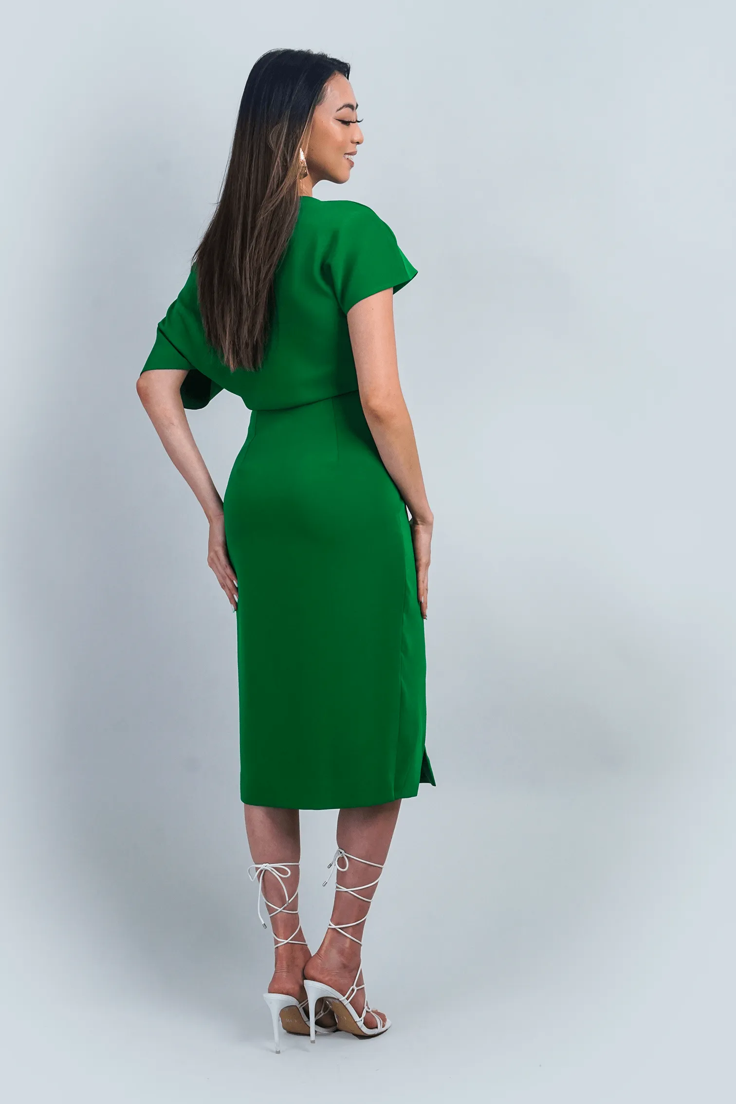 Green Misha Wrapped Midi Skirt