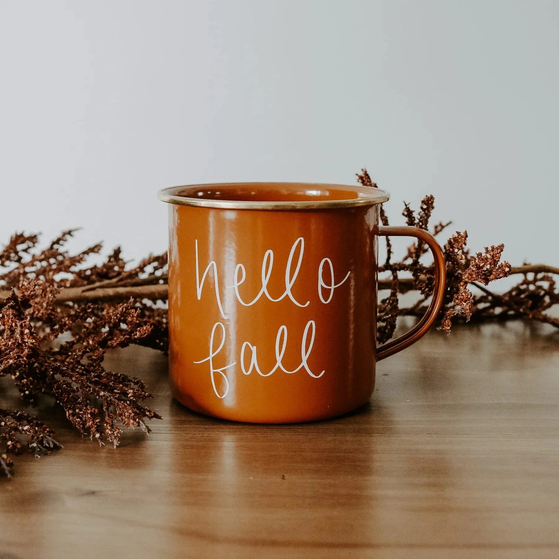 HELLO FALL METAL COFFEE MUG