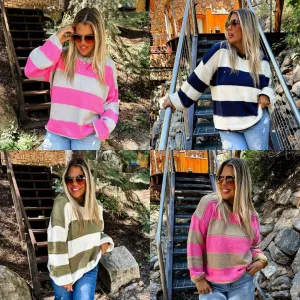 Kadie Stripe Knit Sweater in Four Colors