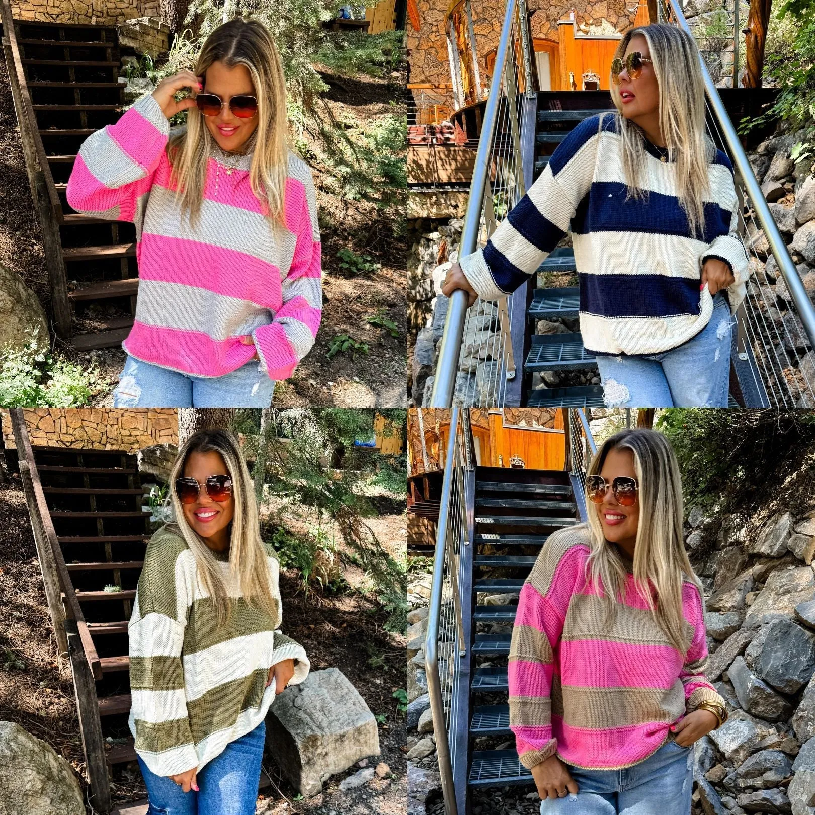 Kadie Stripe Knit Sweater in Four Colors