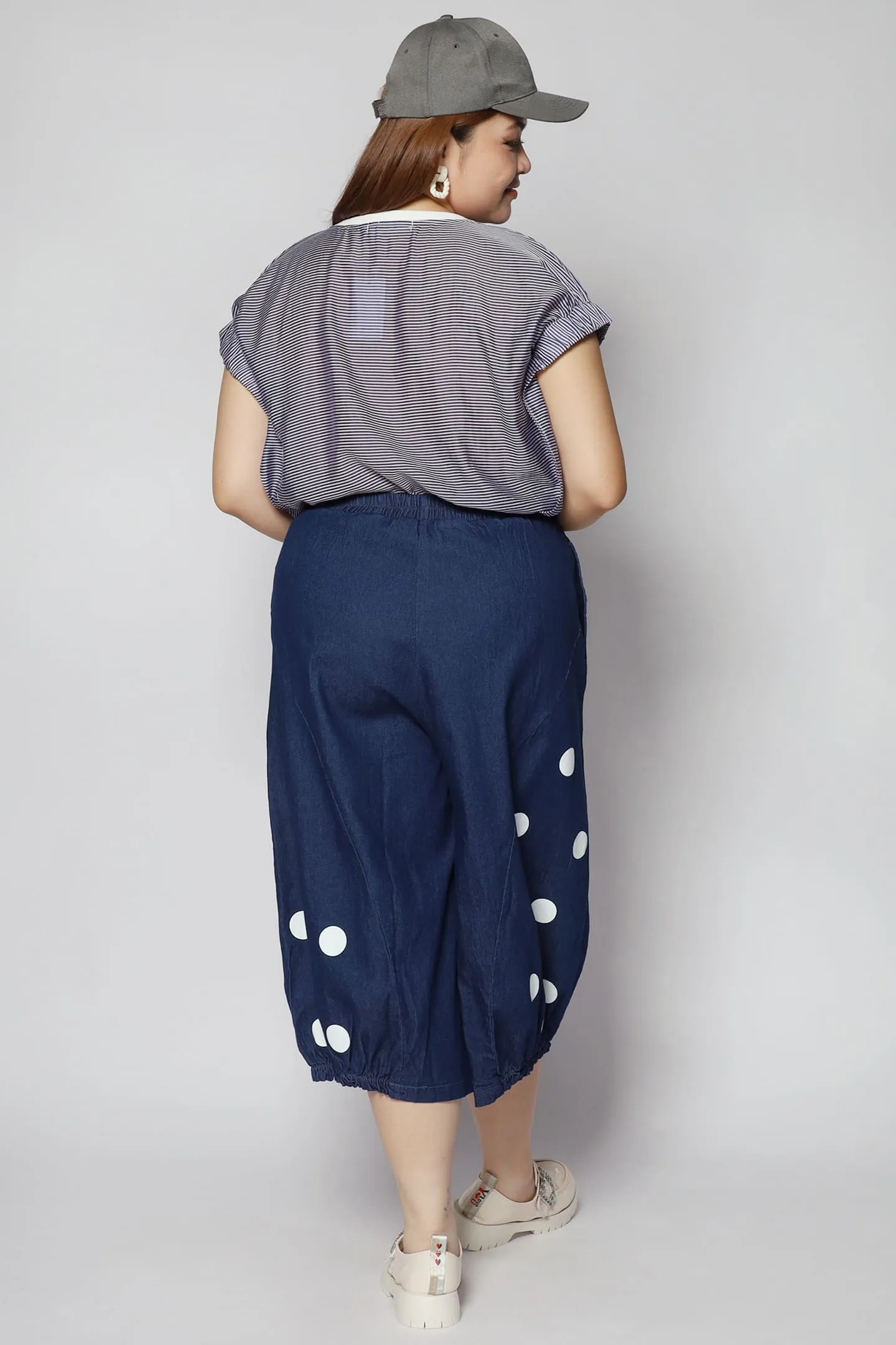 Mag Polkadot Culottes in Dark Denim