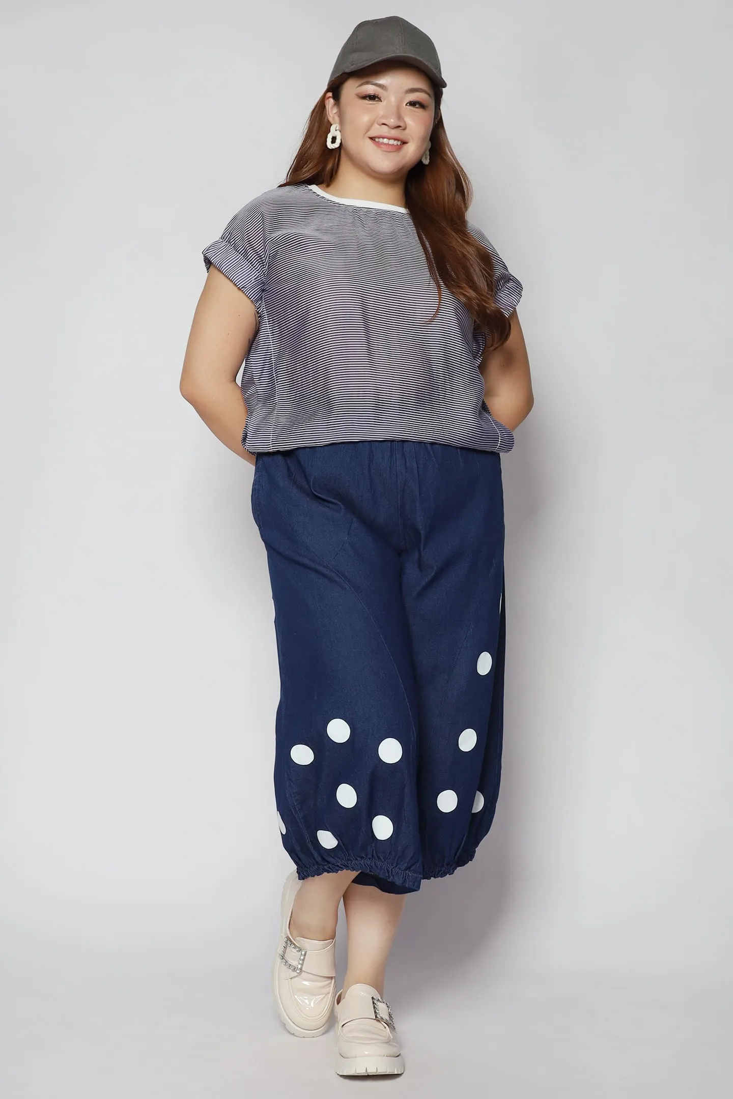 Mag Polkadot Culottes in Dark Denim