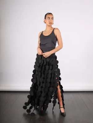 Multi Circle Layered Maxi Skirt in Black by A.W.A.K.E. Mode