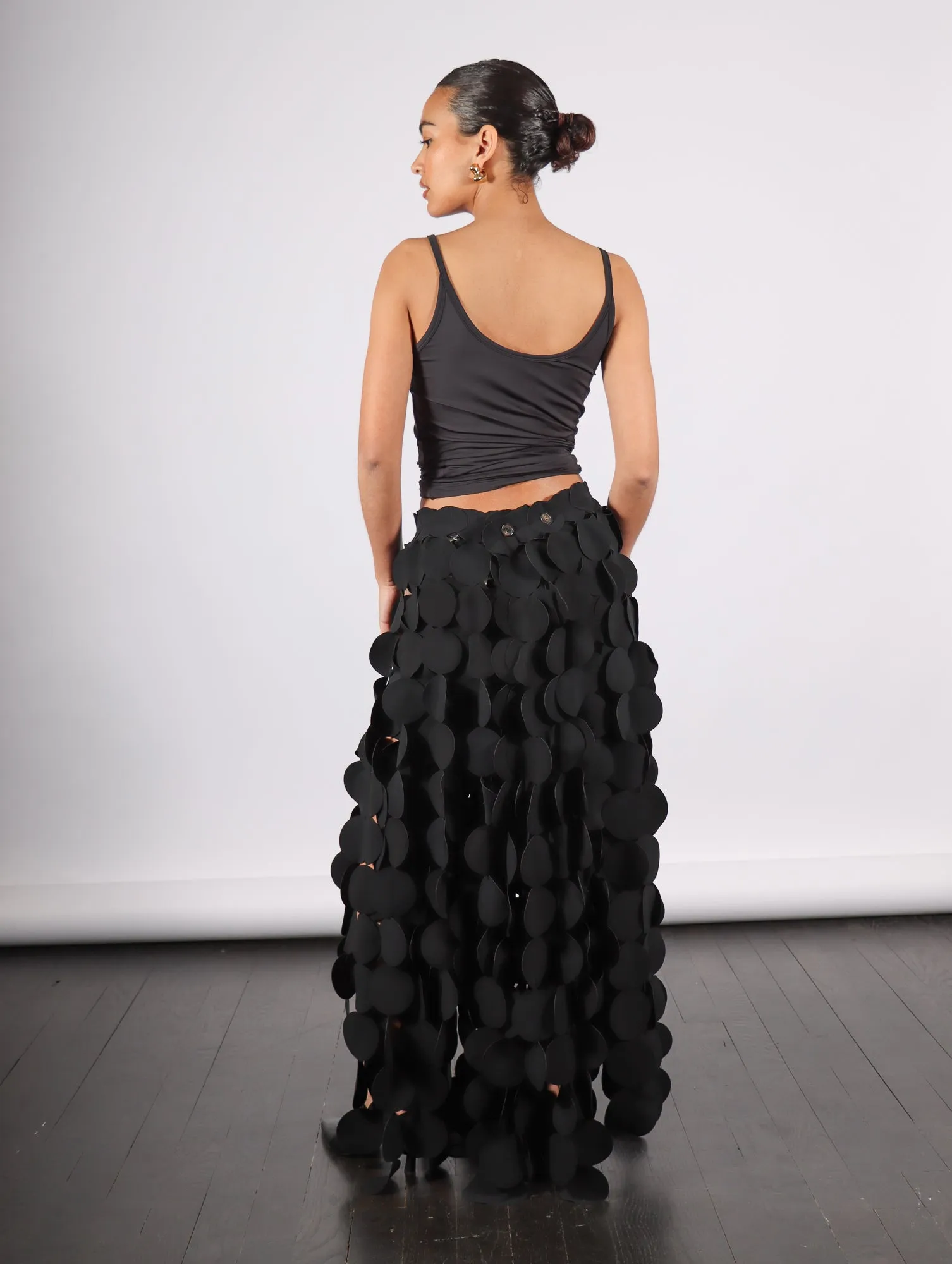 Multi Circle Layered Maxi Skirt in Black by A.W.A.K.E. Mode