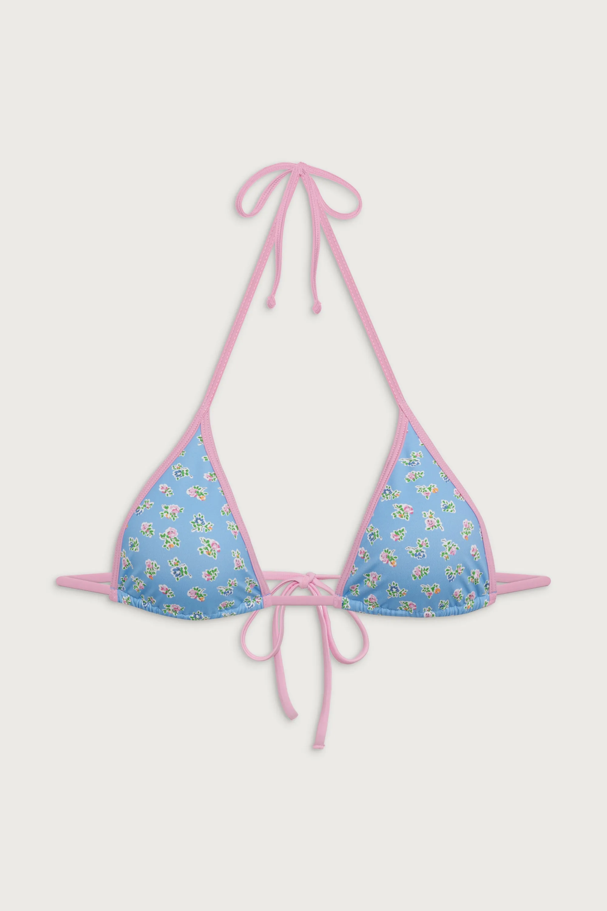 Paradise Halter Floral Bikini Top - Blue Hawaii