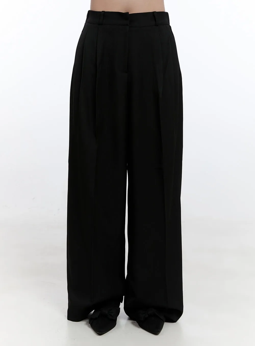 Pintuck Wide-Leg Slacks ON418