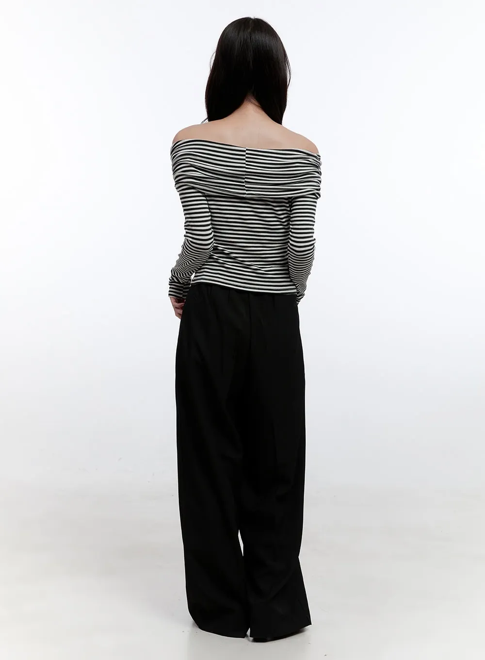 Pintuck Wide-Leg Slacks ON418