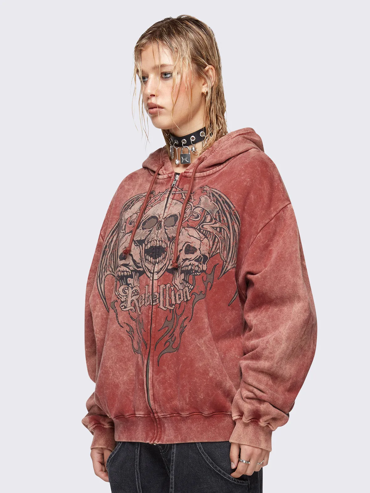 Rebellion Wash Zip Up Hoodie