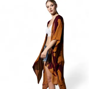 Rust   Burgundy Sweeping Floral Kimono