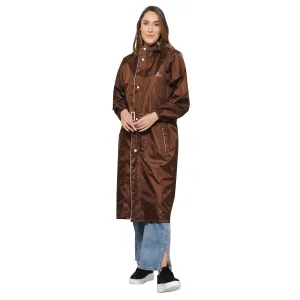 THE CLOWNFISH Polyester Raincoats For Women Rain Coat For Women Raincoat For Ladies Waterproof Reversible Double Layer. Drizzle Diva Series (Brown, Xxx-Large)