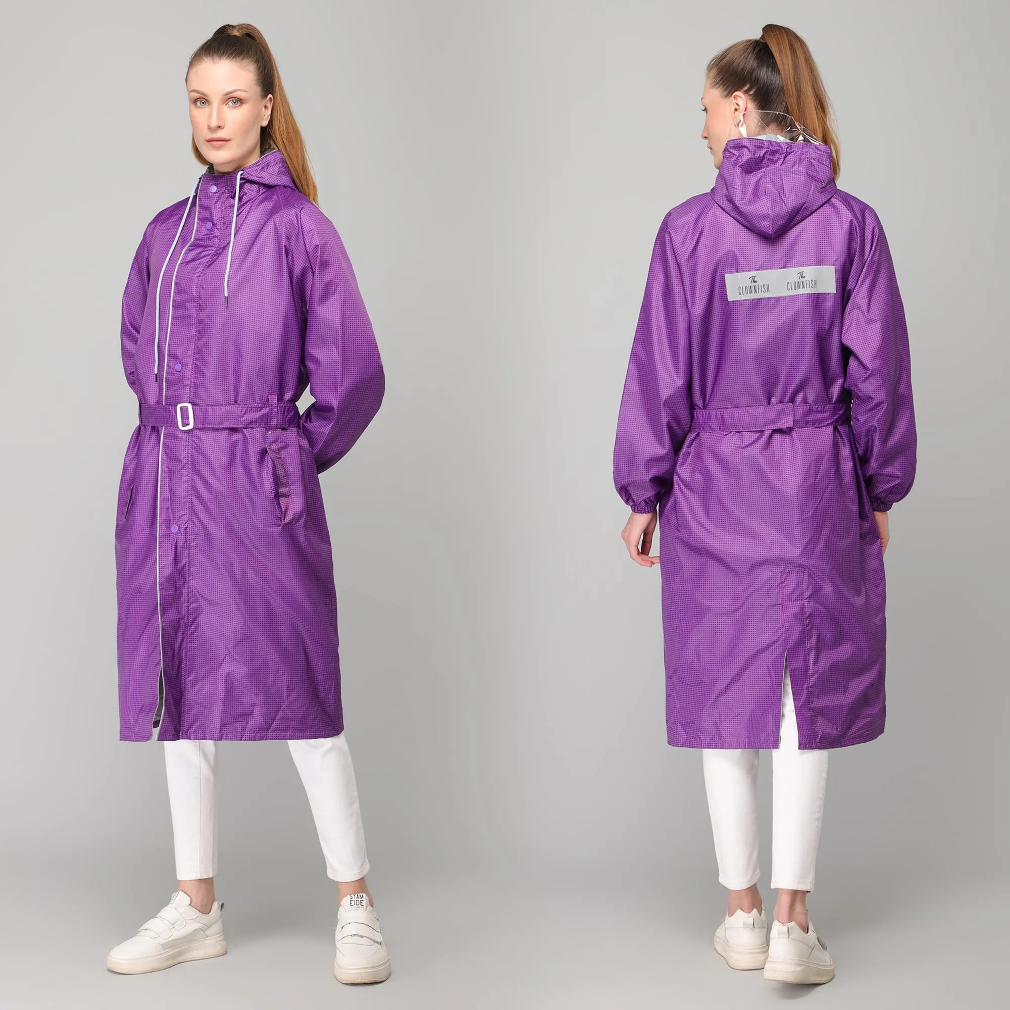 THE CLOWNFISH Raincoats for Women Rain Coat for Women Raincoat for Ladies Waterproof Reversible Double Layer Longcoat with Storage Bag. Azalea Pro Seies (Blue, X-Large)