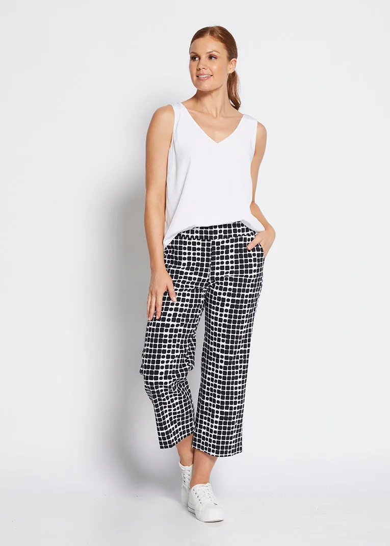 Ticket printed bengaline culottes in Stark Black print