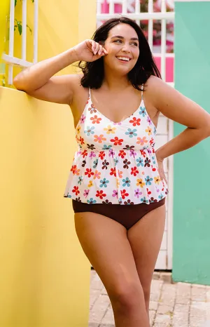 V Peplum Tankini Top - Peace N' Love Cream