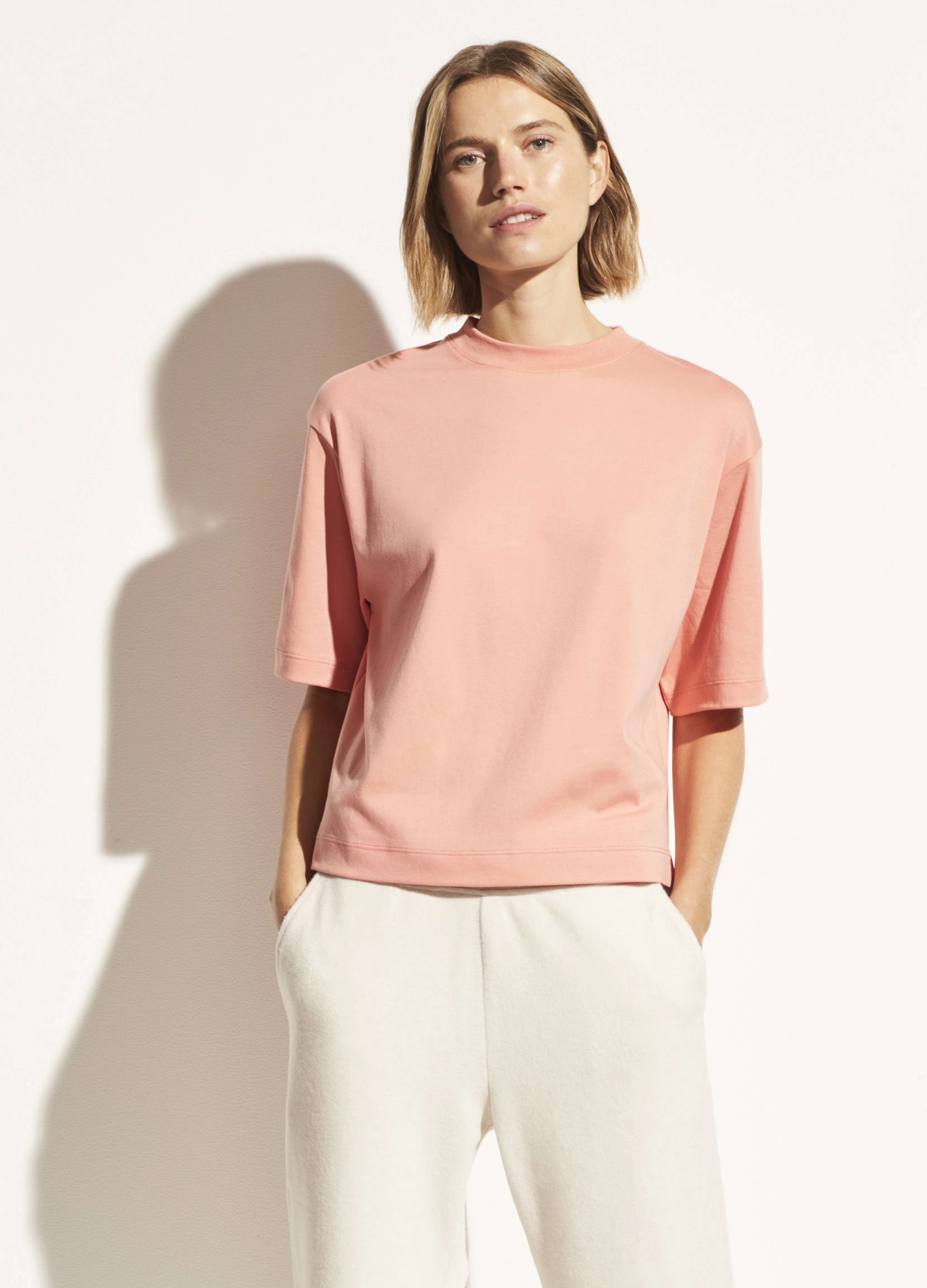 Wide Sleeve Crop Tee in Coral