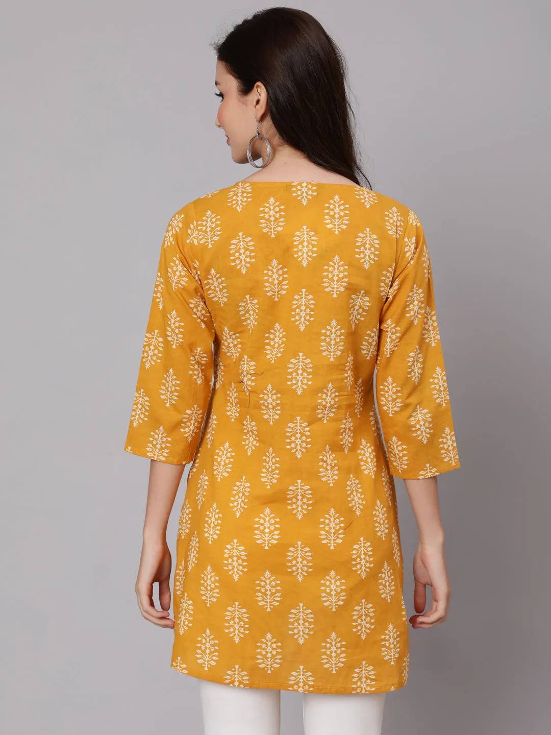 Women Mustard Ethnic Printed Tunic