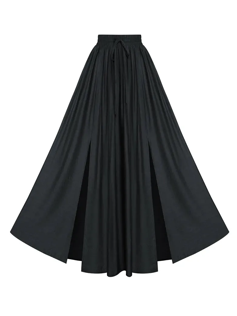 Women Renaissance Front Slit Skirt Maxi Pocket Skirts